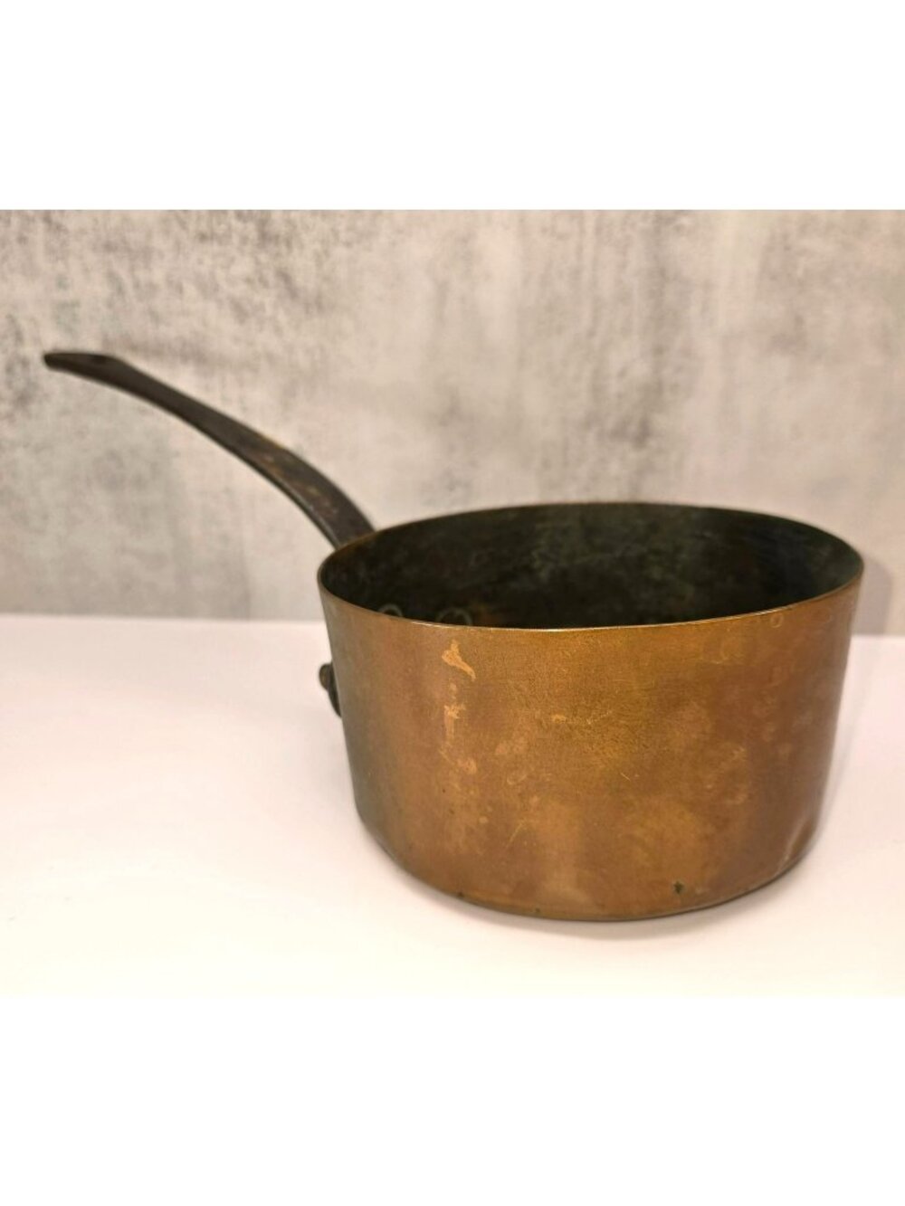 Vintage Handcrafted Copper Saucepan With Iron Handle Rustic Kitchenware BA206
